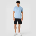 Polo shirt with label stitching in light blue